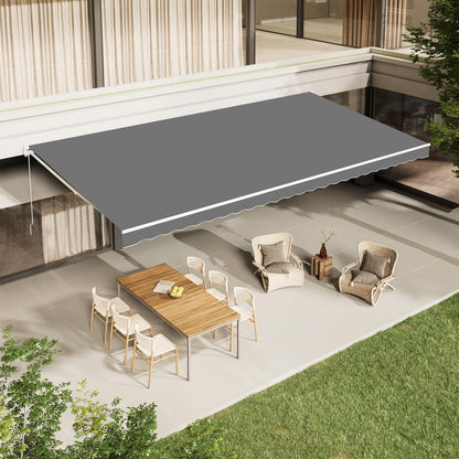 YODOLLA 14'×10' Awning Cover Manual Retractable Awning Sun Shade Patio Awning Cover