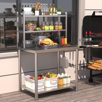 YODOLLA Stainless Steel Table with Shelves 30"x24" Prep Table Steel Countertop Workbench