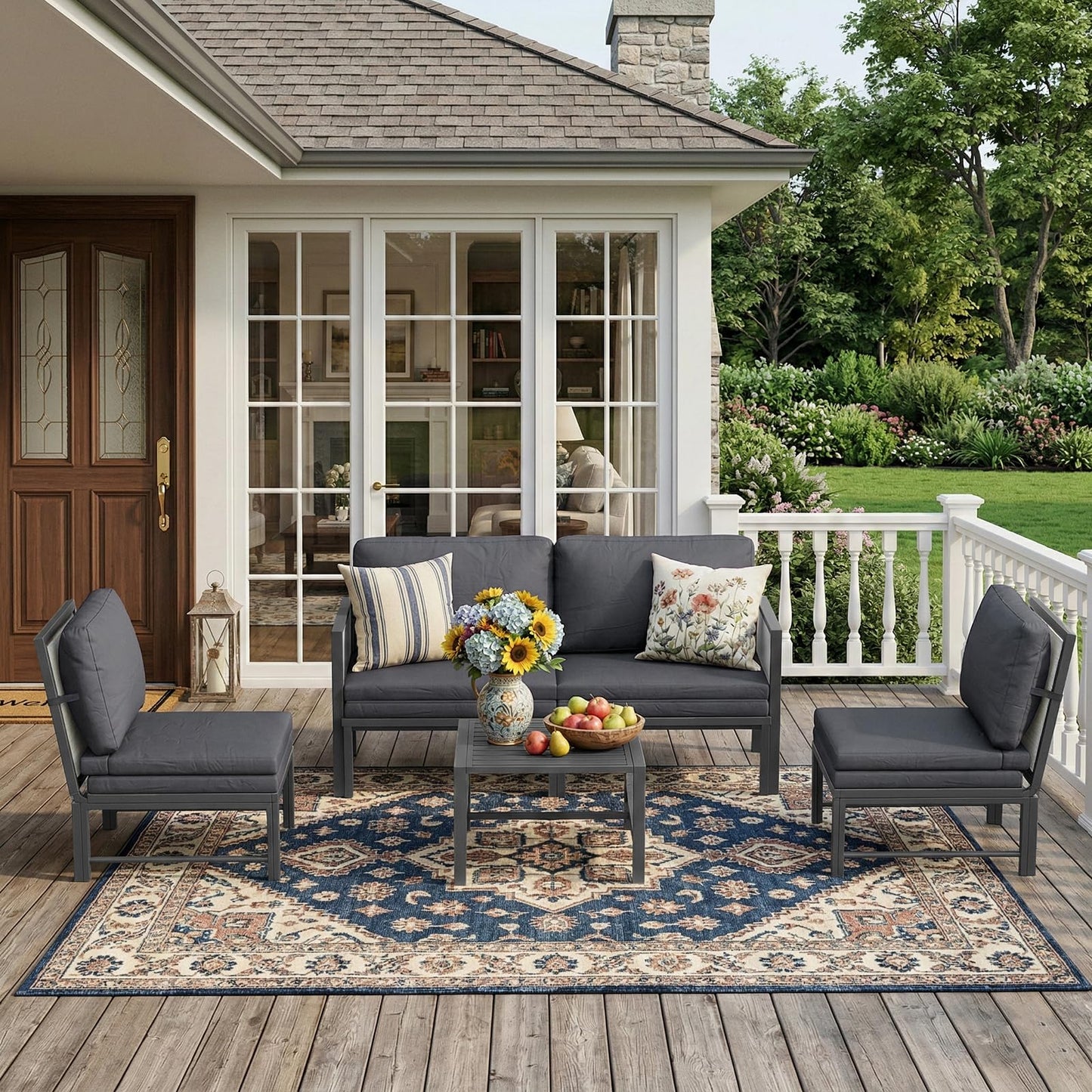 YODOLLA Aluminum Patio Furniture Set 5/4 Seats Outdoor Sectional Couch