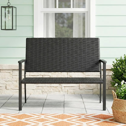 YODOLLA Outdoor Garden Bench,  Patio Loveseat with Backrest Armrests