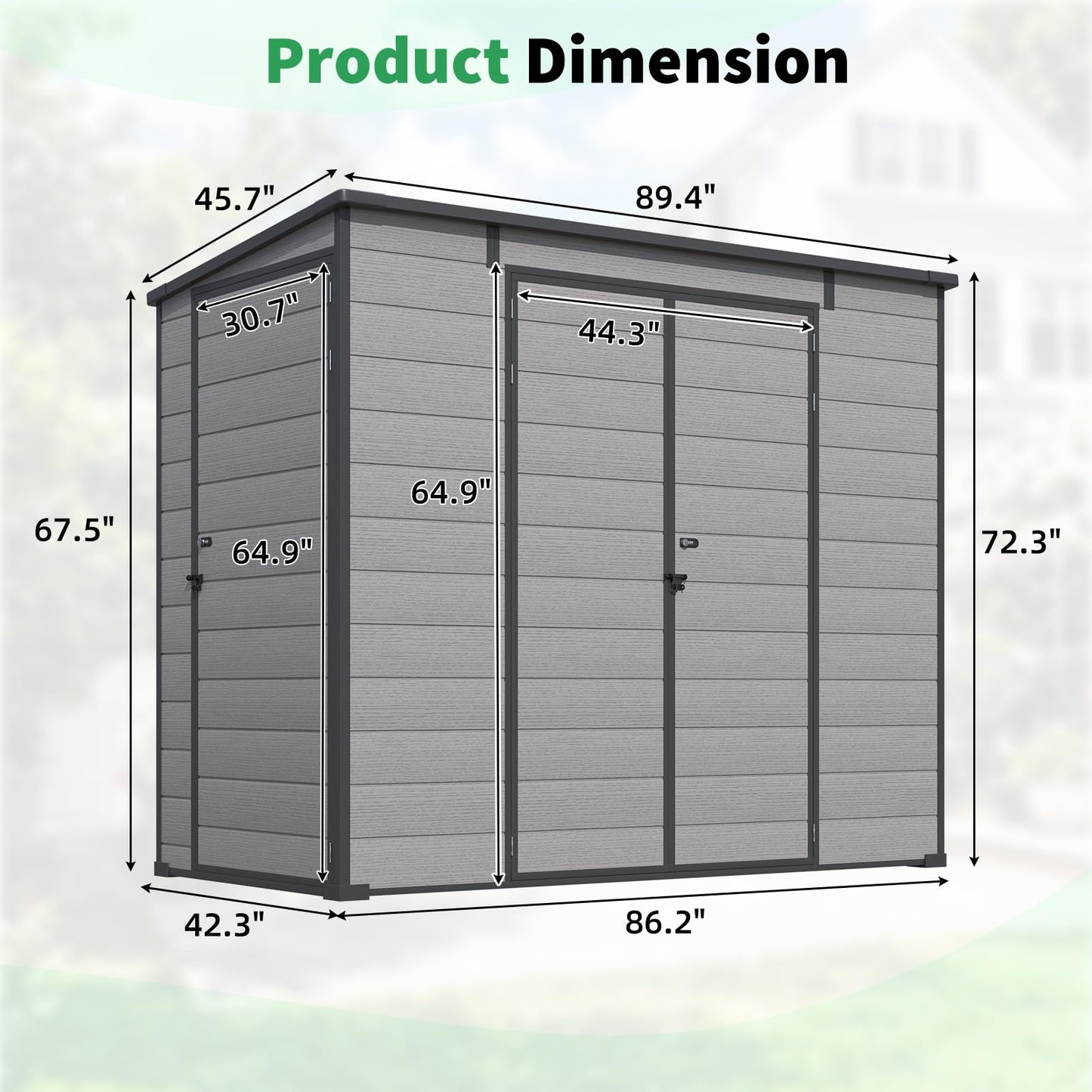 YODOLLA 4'x8' Resin Outdoor Storage Shed, Lean to Plastic Shed with Base