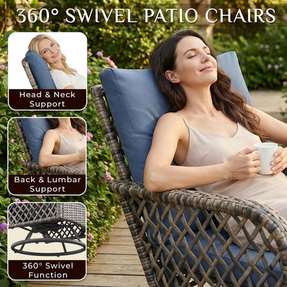 YODOLLA 6PCS Wicker Conversation Set Patio Furniture Set Outdoor Sectional Sofa Couch
