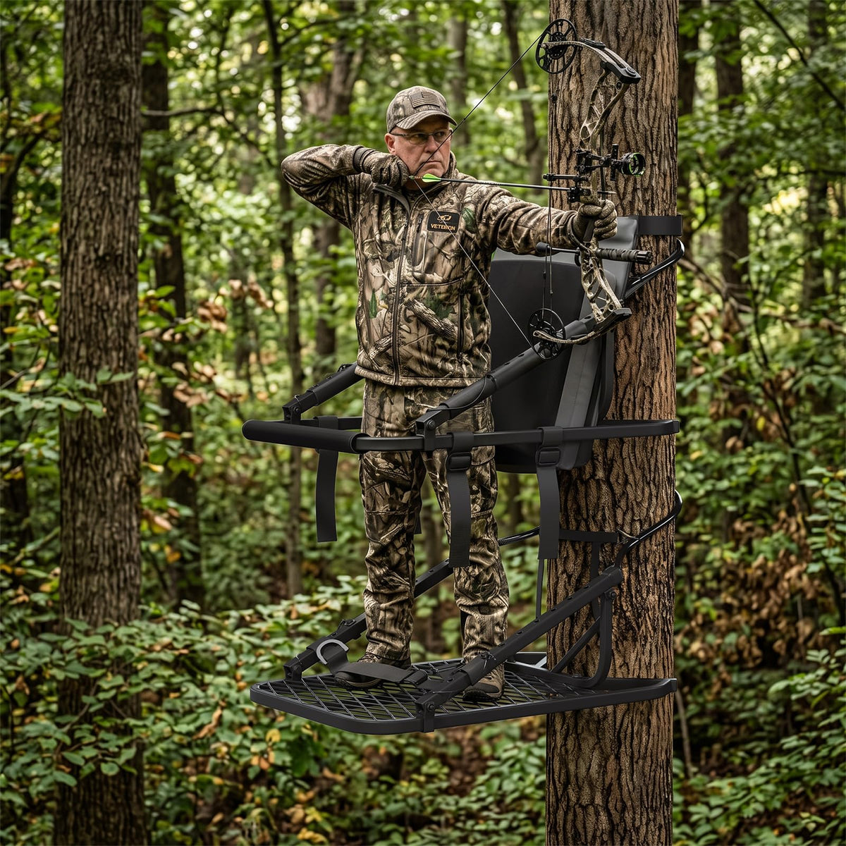 YODOLLA Ladder/Hang-on Tree Stand, Heavy-Duty Portable Steel Hunting Tree Stand