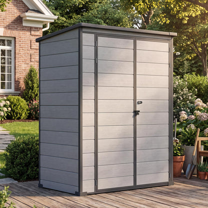 YODOLLA 3'x5' Resin Outdoor Storage Shed, Lean to Plastic Shed with Base