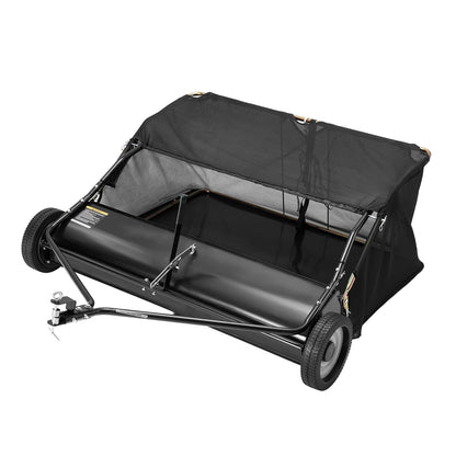 YODOLLA 48" Lawn Sweeper Tow Behind, Pull Behind Grass & Leaf Collector
