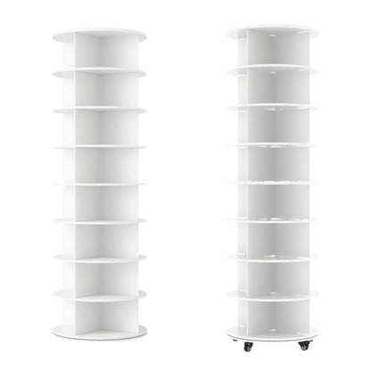 YODOLLA 8 Tier Rotating Shoe Rack Shoe Tower Organizer, White