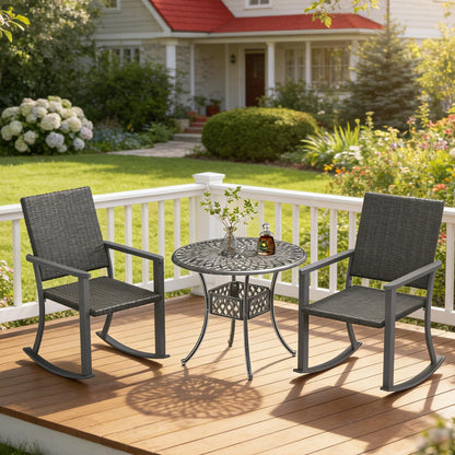 YODOLLA Outdoor Rattan Patio Chairs with Armrests and Metal Frame (4pcs)