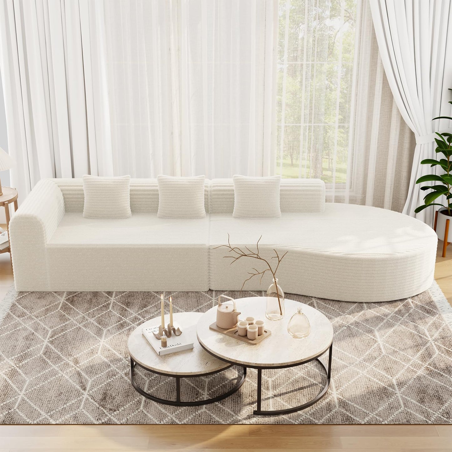 YODOLLA 134’’ Modern Sectional Couches 1400LBS Oversized L-Shaped Curved Sofa