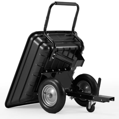 YODOLLA 2-in-1 Dump Cart 500Lbs Heavy Duty Tow Behind Poly Utility Trailer