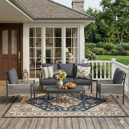 YODOLLA Aluminum Patio Furniture Set 5/4 Seats Outdoor Sectional Couch