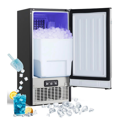 YODOLLA 15''W Commercial Ice Maker 100 lbs/24H, Stainless Steel Under Counter Ice Machine