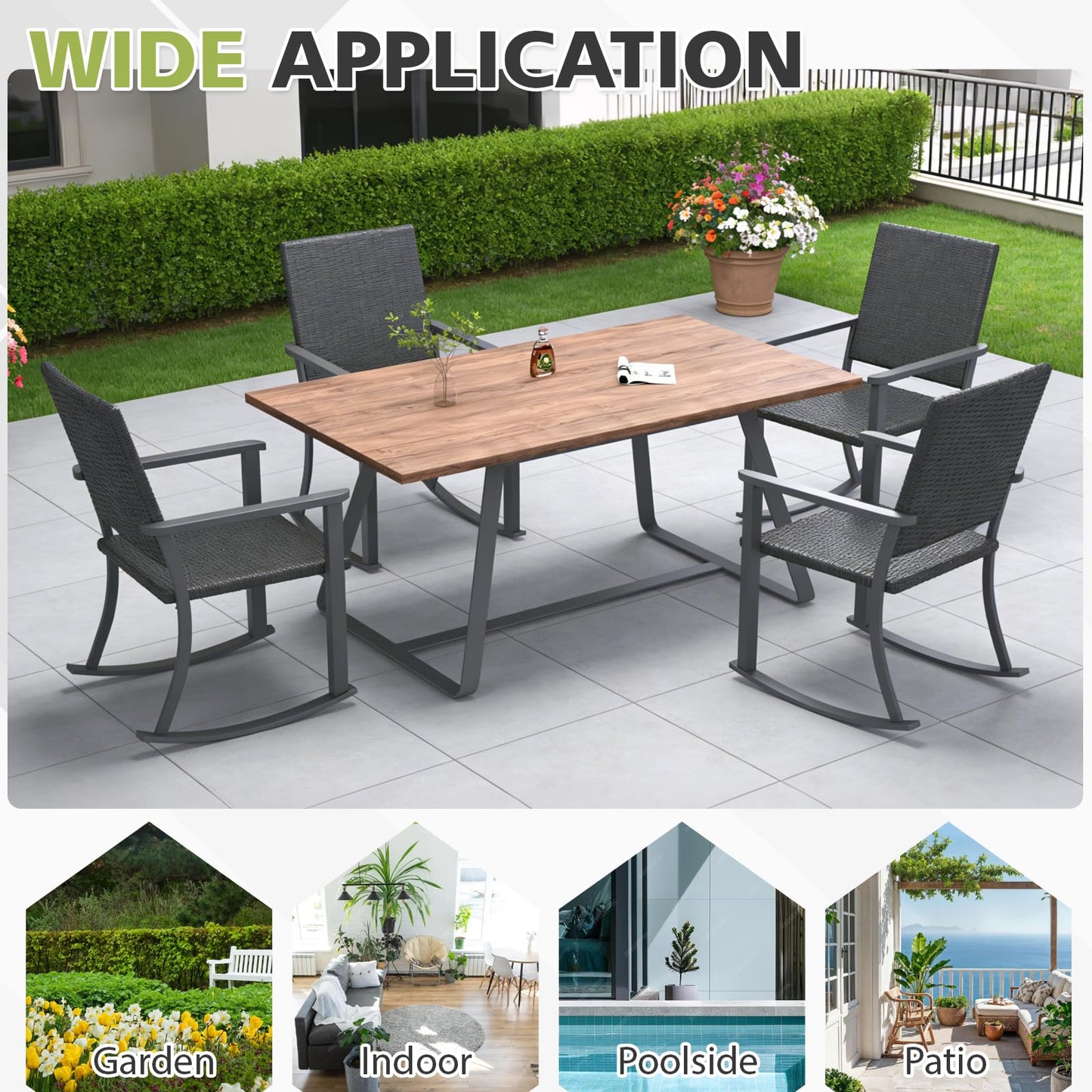 YODOLLA 4PCS Outdoor Dining Set, Metal Frame Patio
