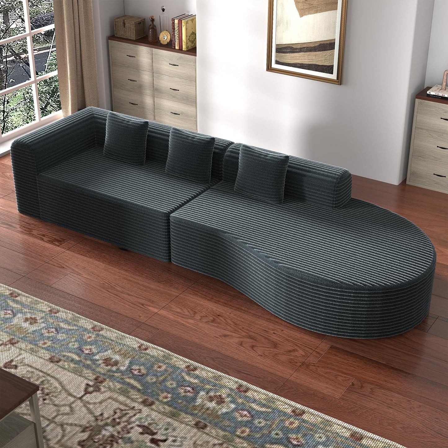 YODOLLA 134’’ Modern Sectional Couches 1400LBS Oversized L-Shaped Curved Sofa